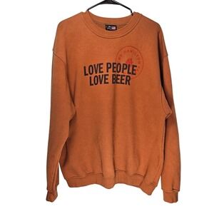 Bay Side Love People Love Beer Graphic Sweatshirt Orange/Brown XLarge Unisex